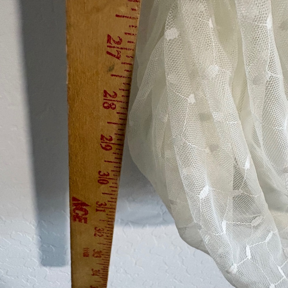 Camila Coelho Eva White Ruched Mini Dress Ruffle‎ Sleeve  Mesh Small NEW - Picture 8 of 8